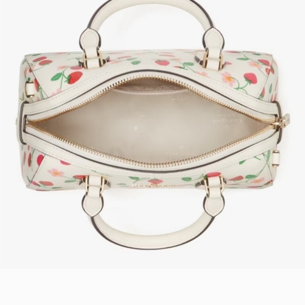 NWT Kate Spade ♠️ Madison Strawberry Vine Printed Leather Duffle Crossbody bag - Picture 4 of 6
